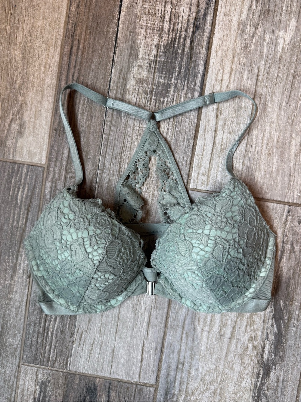 Victoria's Secret Sage Green Lace Racerback Push-Up Bra